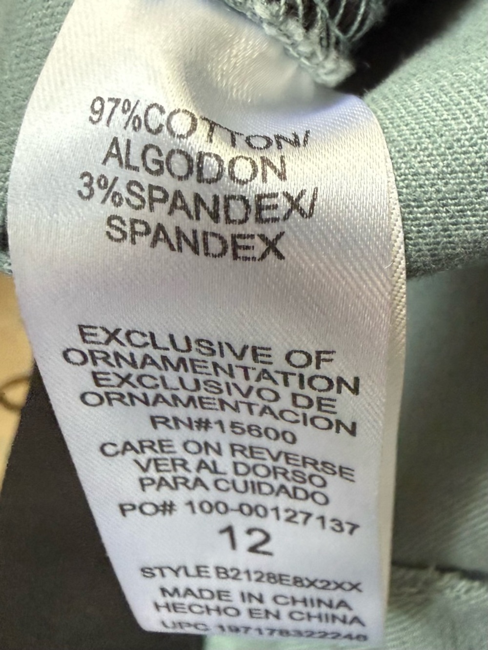 Democracy Ab Technology Women’s Chino Pant in Sage Green -  Size 12 - Picture 6 of 6